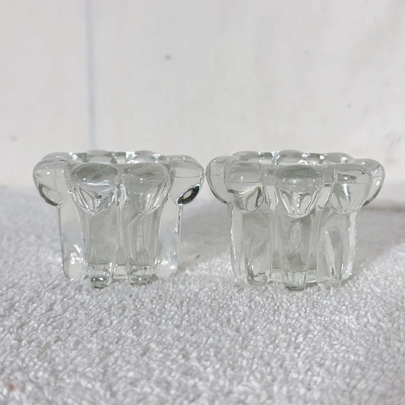 Vintage Clear Glass Candle Holders x2 - Picture 2 of 11